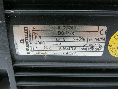Baumuller DS 71-K Servo Motor 5.5KW