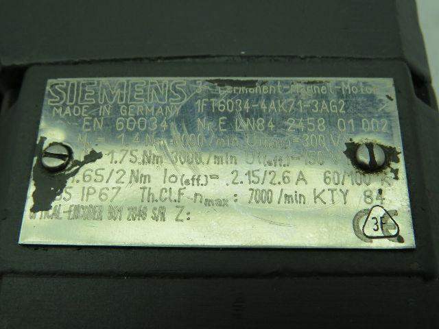 Siemens 1FT6034-4AK71-3AG2 Servo Motor