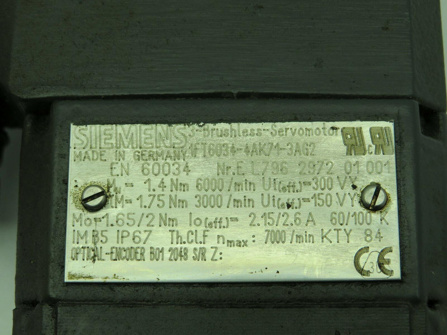 Siemens 1FT6034-4AK71-3AG2 Servo Motor