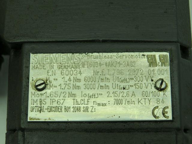 Siemens 1FT6034-4AK71-3AG2 Servo Motor