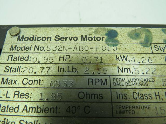 Modicon Servo Motor 0.75HP 5500RPM