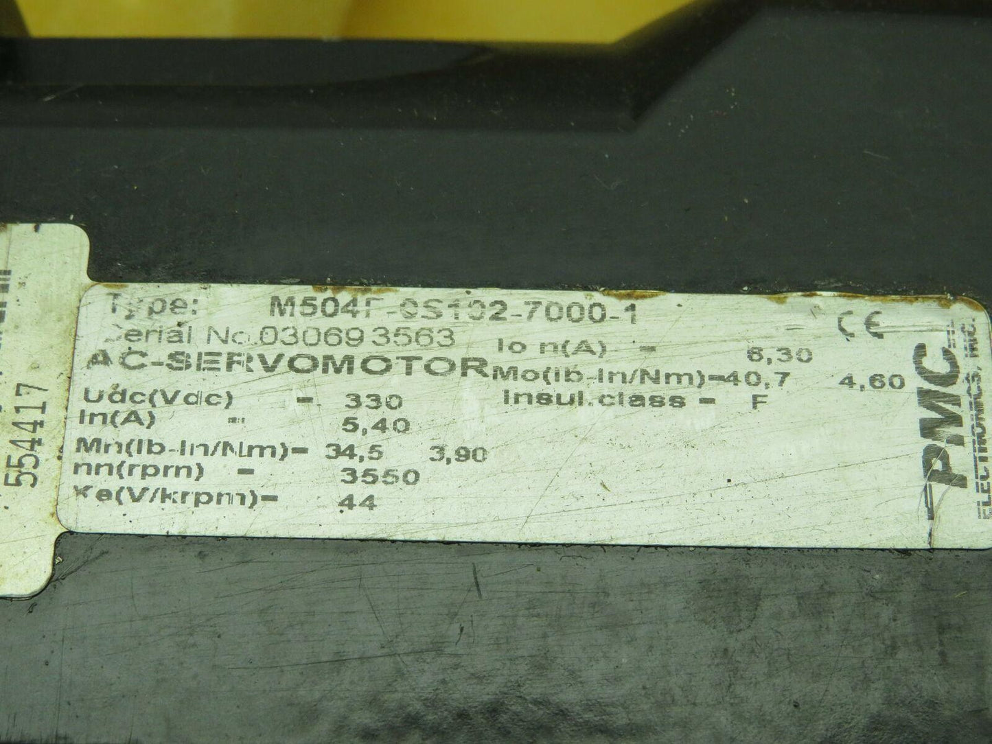 PMC Electronics M504F-0S102-7000-1 AC-Servo Motor 330VDC
