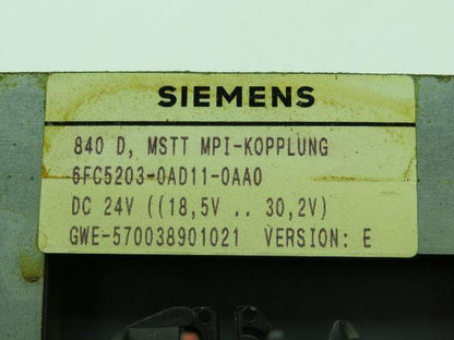 Siemens 6FC5203-0AD11-0AA0 Control Panel 840D 24VDC Version E