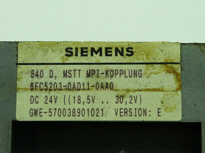 Siemens 6FC5203-0AD11-0AA0 Control Panel 480D 24VDC Version E