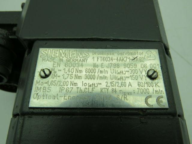 Siemens 1FT6034-4AK71-3AG2 Servo Motor