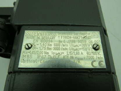 Siemens 1FT6034-4AK71-3AG2 Servo Motor