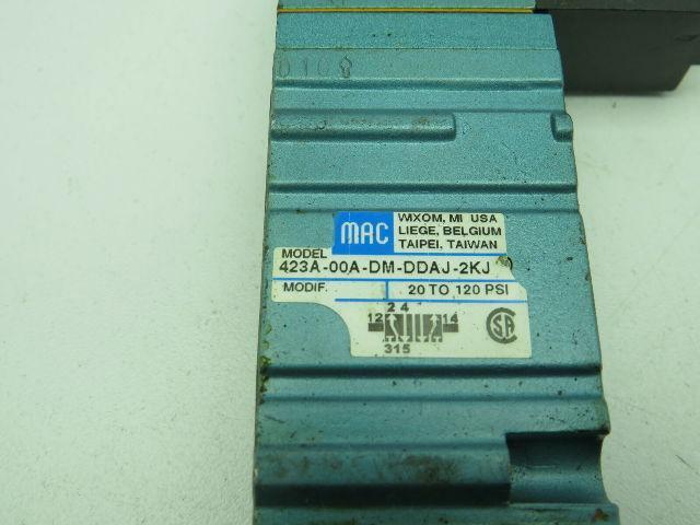 Mac 423A-00A-DM-DDAJ-2KJ Solenoid Valve W/DM3A-DDAJ-2KJ 24VDC 120PSI 5.4W