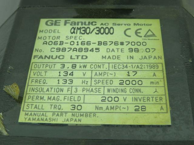 GE Fanuc A06B-0166-B676#7000 AC Servo Motor 134V 17A