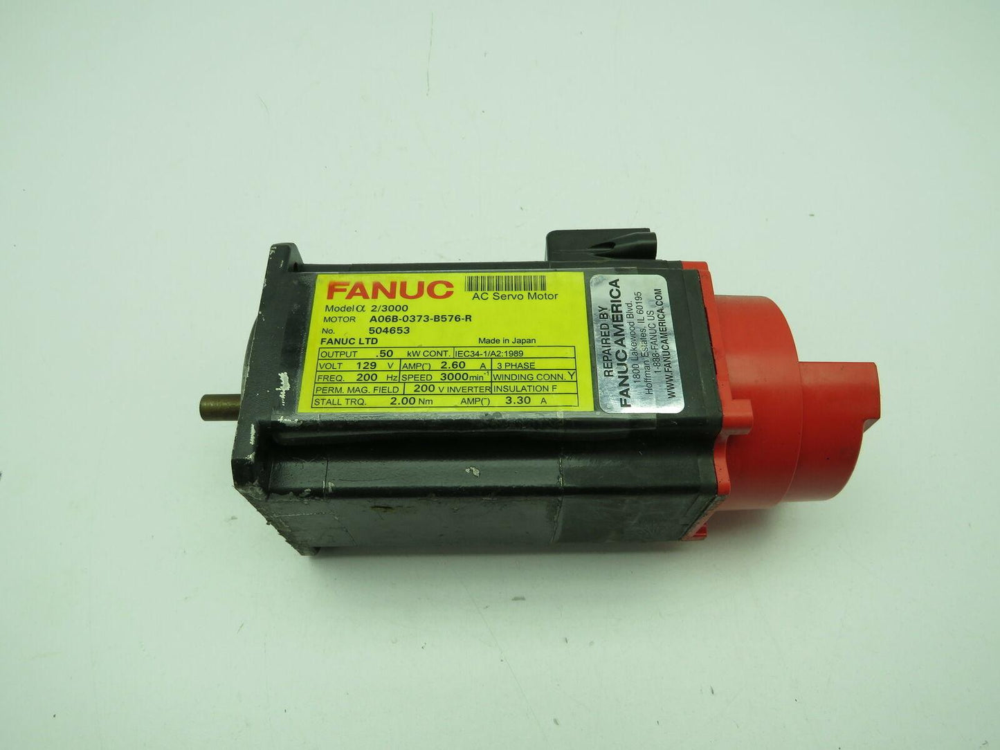 Fanuc A06B-0373-B576-R AC Servo Motor 129V 2.60A 3PH