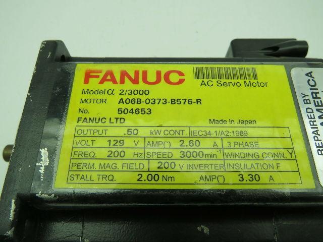 Fanuc A06B-0373-B576-R AC Servo Motor 129V 2.60A 3PH