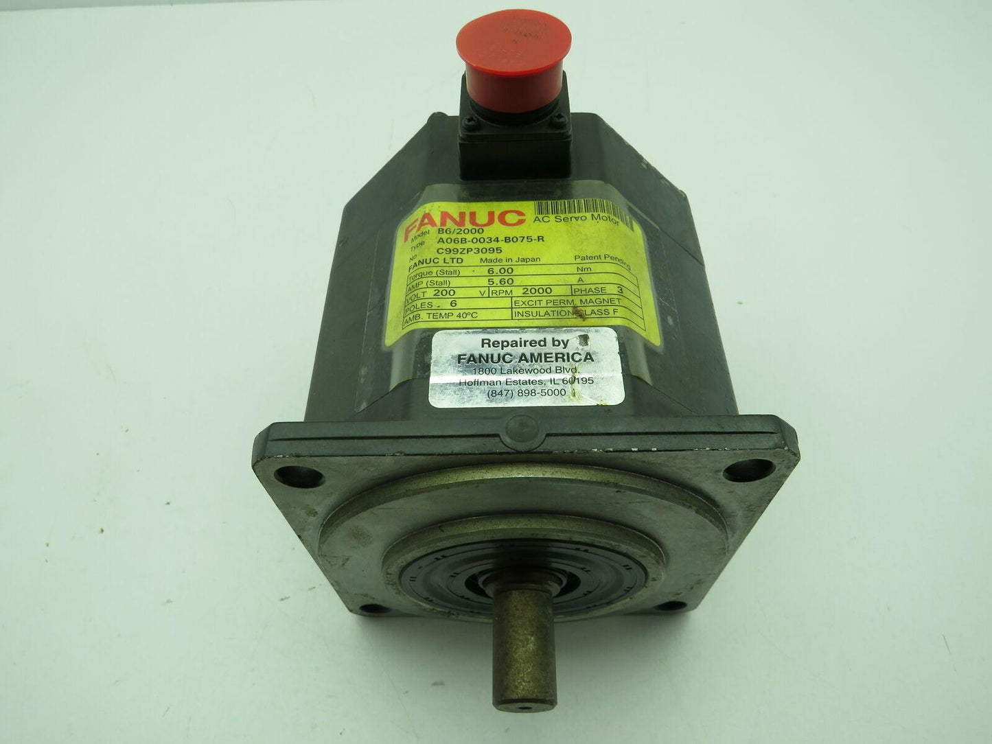Fanuc A06B-0034-B075-R  AC Servo Motor 200V 3PH 2000 RPM