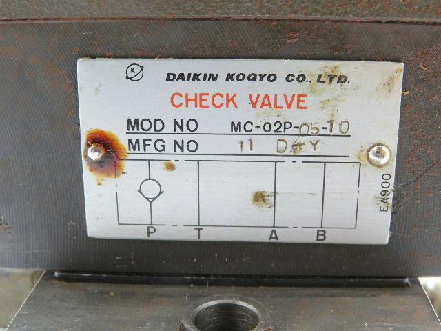 Daikin JSO-G02-2BA-20-N Solenoid Valve 100VAC W/MC-02P-05-10 Check Valve