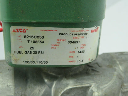 Asco Red Hat  8215C053 Solenoid Valve 25 PSI 110-120V 1" NPT
