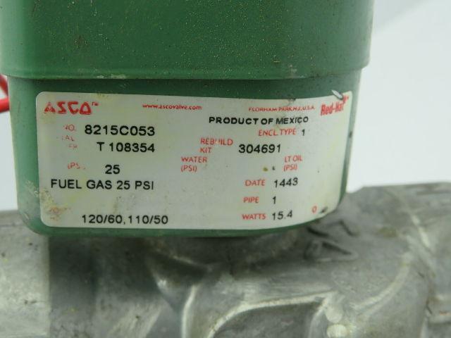 Asco Red Hat  8215C053 Solenoid Valve 25 PSI 110-120V 1" NPT