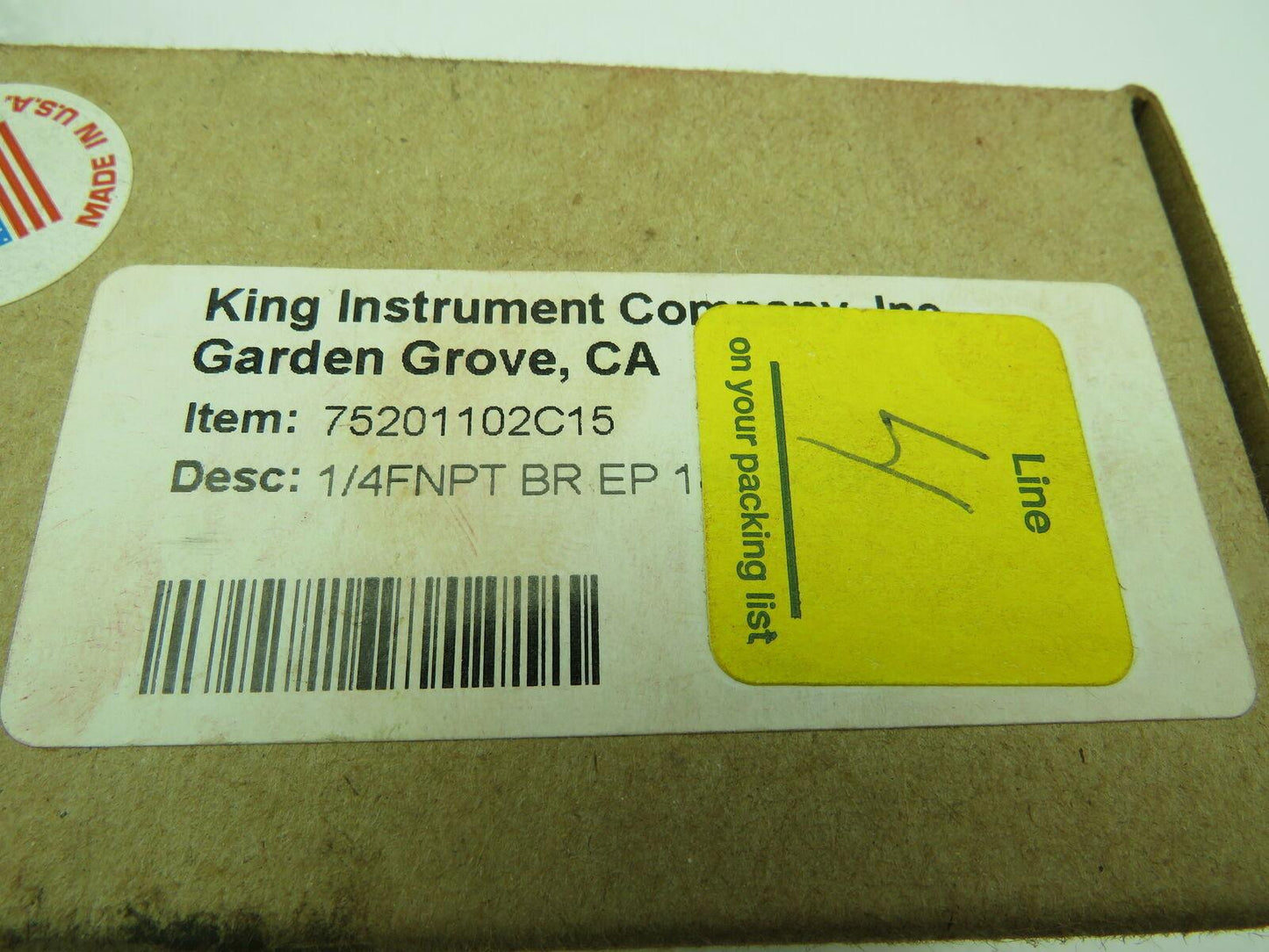 King Instrument 75201102C15 Flow Meter 1/4" FNPT BR EP 180 SCFH