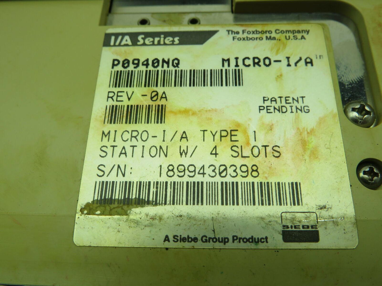 Foxboro P0940NQ Micro-I/A  24VDC Power Supply Type 1 Station Rev-0A