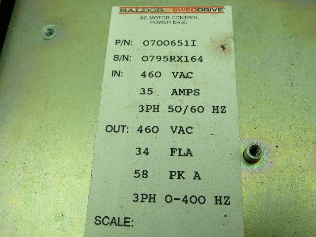 Baldor ID15H425-EO AC Drive 460VAC 3PH 30HP 0-400Hz