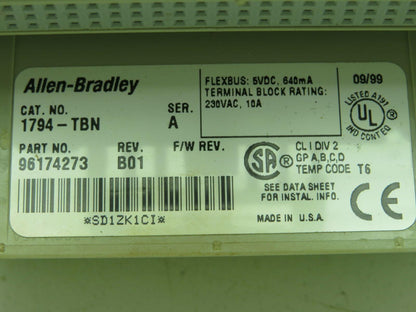 Allen Bradley 1794-TBN/A Terminal Base Series A Rev B01 Lot of 17