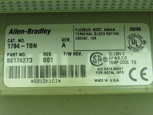 Allen Bradley 1794-TBN/A Terminal Base Series A Rev B01 Lot of 17