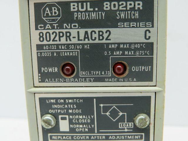 Allen Bradley 802PR-LACB2/C Proximity Sensor 60-132VAC 1A Series C