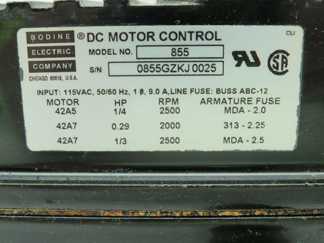 Bodine Electric Company 855 Adjustable Speed/Torque Control 115VAC