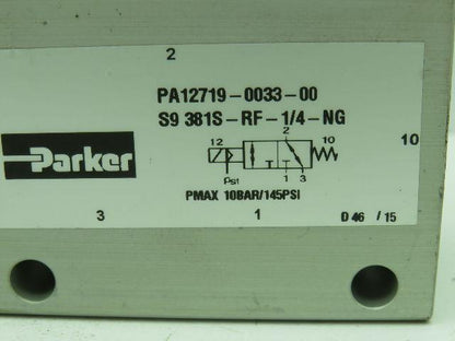 Parker PA12719-0033-00 Valve S9 381S-RF-1/4-NG 24VDC KZ3673