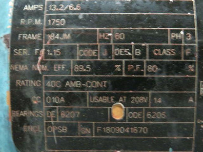 Mepco RC09-25-050-17-3 Pump 3" Shaft W/Baldor EJMM3218T 184JM Frame 1750RPM 5HP