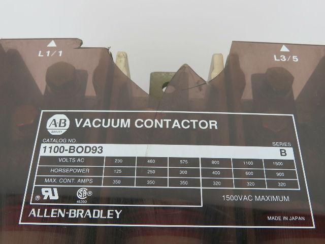 Allen Bradley 1100-BOD93/B Vacuum Contactor 1500VAC 200HP Series B