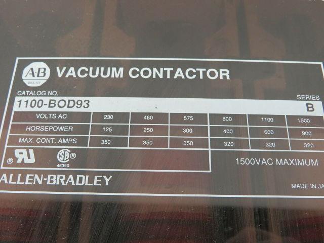 Allen Bradley 1100-BOD93/B Vacuum Contactor 1500VAC 200HP Series B