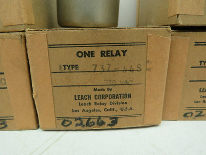 Leach 737-44S Relay 2PDT 10 Amp 8-Pin 230VAC Coil Lot of 3