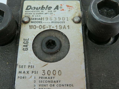 Double A WQ-06-Y-19A1 Hydraulic Valve Block Max PSI 3000