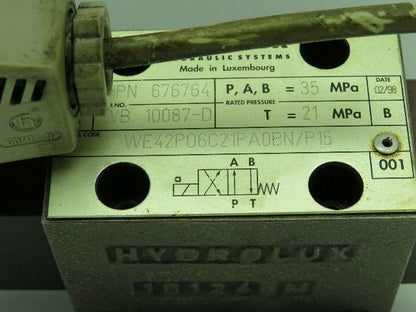 Hydrolux HPN 676764 WE42P06C21PA0BN/P15 Hydraulic Valve 24V