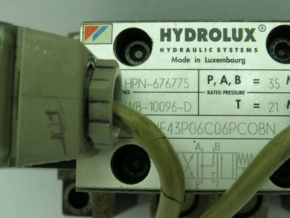 Hydrolux HPN-676775 WE43P06C06PCOBN  Hydraulic Valve 24V