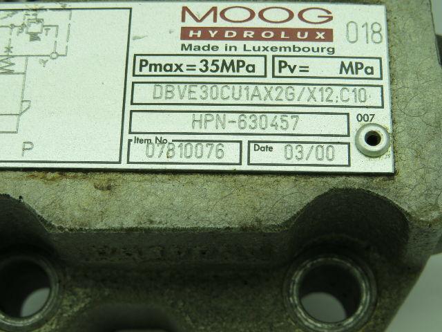 Moog DBVE30CU1AX2G/X12.C10 HPN630457 Hydraulic Relief Valve
