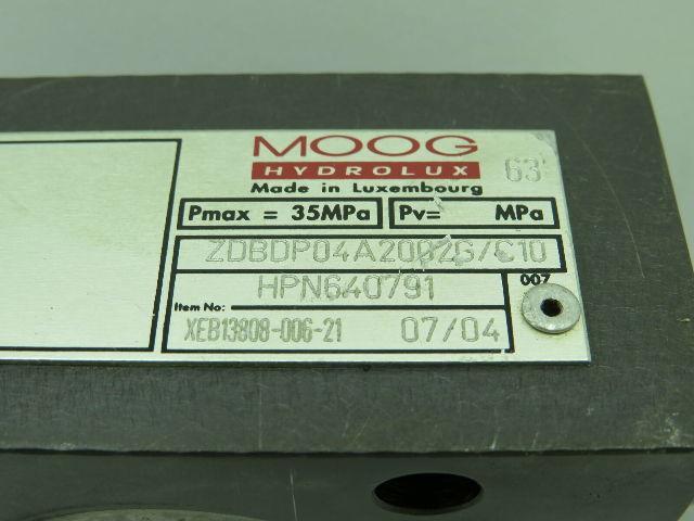 Moog ZDBDP04A2002G/C10 Hydraulic Proportional Pressure Relief Sandwich Valve