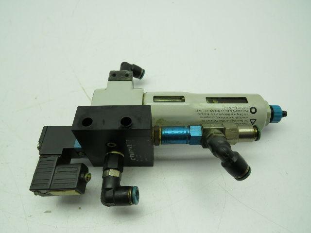 Festo LFMA-D-MINI-A Air Filter 175 PSI W/Festo MEH-3-09 Solenoid Coil 21.6-26.4V