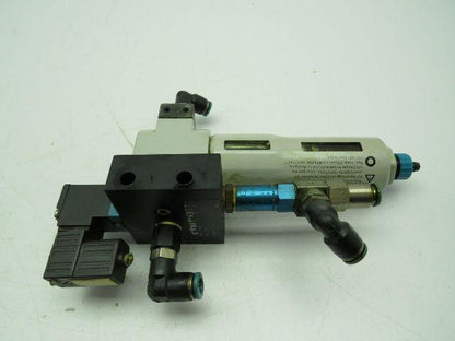 Festo LFMA-D-MINI-A Air Filter 175 PSI W/Festo MEH-3-09 Solenoid Coil 21.6-26.4V