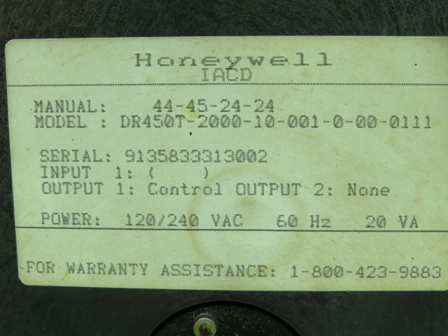 Honeywell DR450T-2000-10-001-0-00-0111 Chart Recorder 120/240V