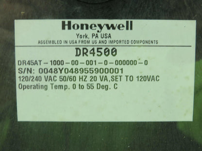 Honeywell DR45AT-1000-00-001-0-000000-0 Chart Recorder 120/240V DR4500