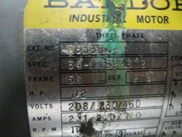 Baldor M3538 Motor 3PH Frame 56 1/2HP 1725RPM W/C13Z37P-1C Centrifugal Blower