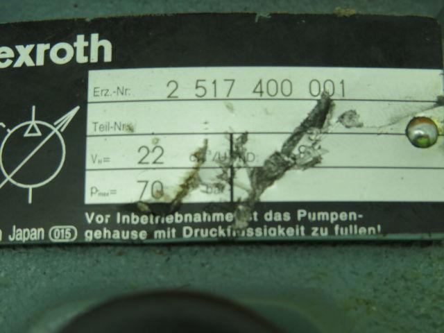 Rexroth 2 517 400 001 Hydraulic Pump 20mm Spline Shaft 17 Splines