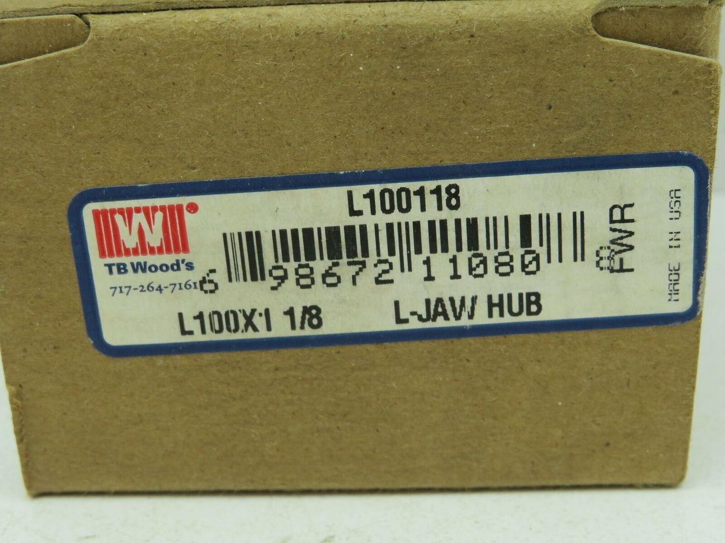 TB Woods L100 x 1.125 Jaw Coupling Hub 1-1/8" Keyed Bore  Lot of 2