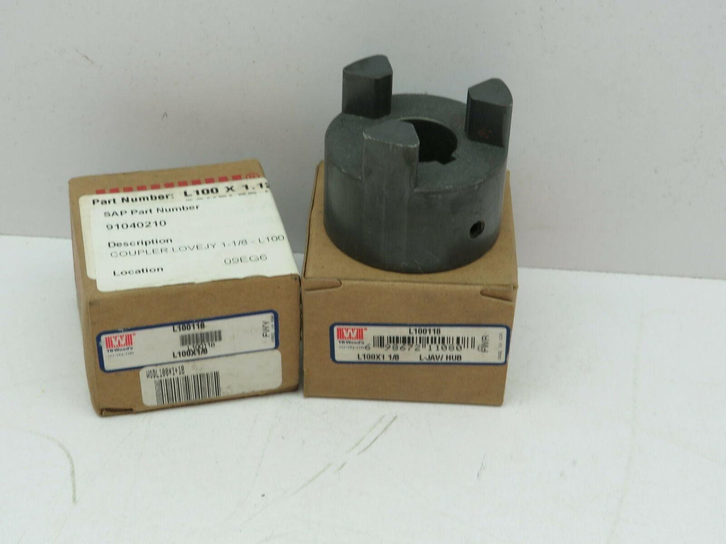 TB Woods L100 x 1.125 Jaw Coupling Hub 1-1/8" Keyed Bore  Lot of 2