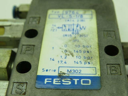Festo 9764VL-5-1/8 Valve Block 145 PSI