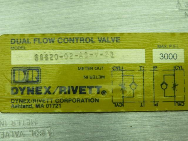 Dynex Rivett S8620-02-AB-V-20 Dual Flow Hydraulic Control Sandwich Valve