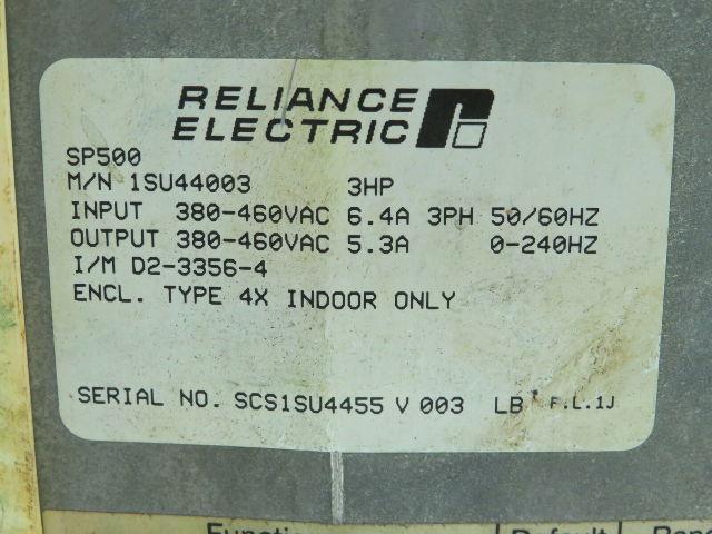 Reliance Electric 1SU44003 SP500 AC Drive 3HP 3PH 380-460VAC 6.4A 0-240Hz