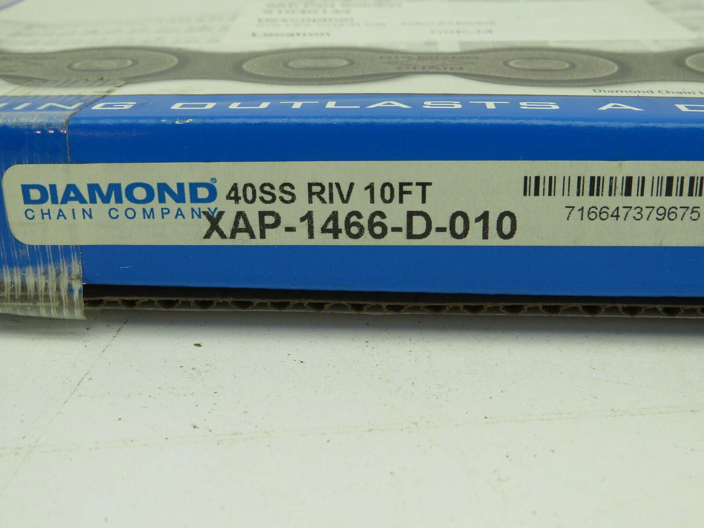 Diamond XAP-1466-D-010 Stainless Roller Chain #40 SIngle Strand Riveted 10' USA