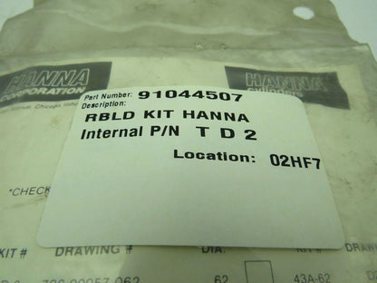 Hanna T-D-2 706-00057-062 Cylinder Seal Repair Kit .62  5/8"