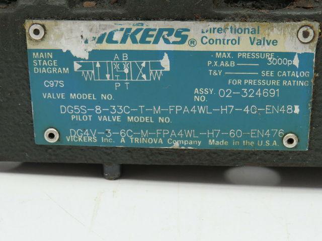 Vickers DG5S-8-33C-T-M-FPA4WL-H7-40-EN483 Hydraulic Solenoid Valve