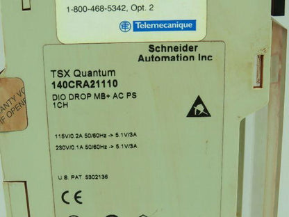 Schneider Electric 140CRA21110 DIO DROP MB+AC PS 1CH 115V 0.2A 230V/0.1A